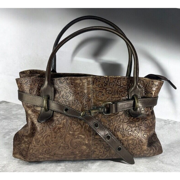 Roberta Gandolfi Handbags - Roberta Gandolfi Genuine Leather Handbag Bronze Embossed Shoulder Made in Italy